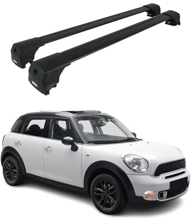 OMAC Barres de Toit en Aluminium pour Mini Countryman R60 2010-2016 – City Crash – ISO/Pas 11154:2006 – Antivol Inclus – Charge Max 75 kg – 2 Barres Noir