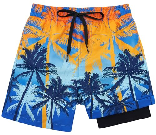 Kids4ever Bañador para niños Bañador de Verano Estilo Hawaiano con Calzoncillos Tipo bóxer Forro de compresión Pantalones Cortos de baño antirozaduras 8 años