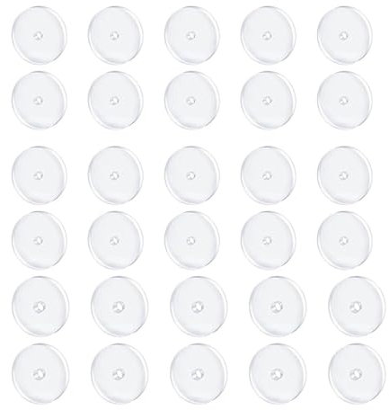 Zeayebsr 30 pcs Almohadillas de Disco Transparentes para Estabilizar Aretes,Discos de Perforación de Bulto Perforante Aretes Parche Soporte de Lóbulo Oreja,Discos de Plástico para EspaldasPendiente