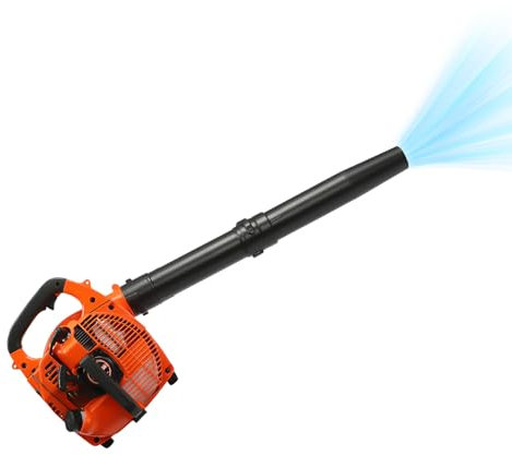 AOOUNGM Benzin Laubbläser Handheld 0.75kW/60m/s 2-Takt Motor Luftgebläse inkl. 2 Blasrohren und Sammelsack für Laub, Hackschnitzel, Rasenschnitt (Benzinsparend, Leichtgewicht)