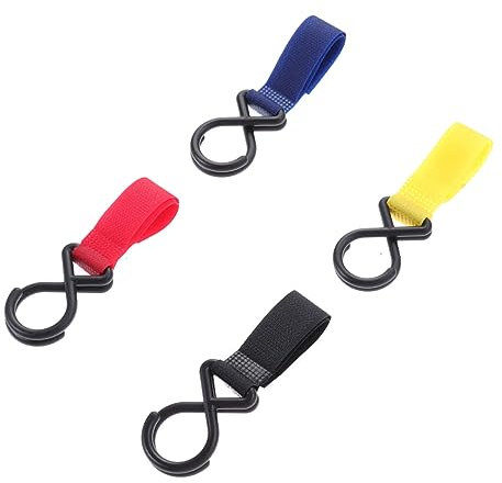 Vaguelly 4stücke Kinderwagenhaken Mit Aufhängehaken Für Kinderwagenzubehör Trolleyhaken Mit Verstellbarem Gurt Geeignet Für Einkaufstaschen Und Windeln