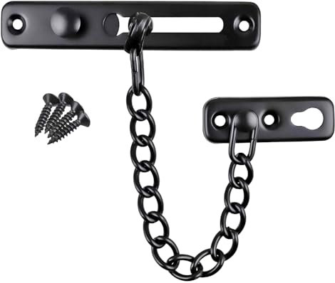 Litensh Serratura a catena per porta, in acciaio inox, antifurto, serratura scorrevole per hotel, casa, soggiorno, motel, appartamento, camera da letto, colore nero