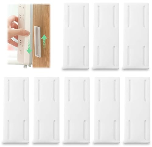 8 Supports Auto-Adhésifs pour Multiprise Murale sans Perçage, Organisateur de Câbles pour Cuisine/Bureau, Fixation Murale sans Percer Cache Multiprise