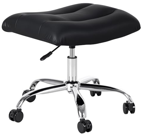 Frassie Mobile Gaming Office Footrest Stool Under Desk Multi-use Height Adjustable Rolling Foot Stool Rest Ottoman (Silver)