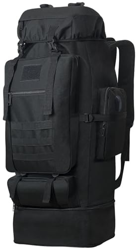 Lizbin Sac à dos de randonnée tactique militaire de 100 L pour homme avec port de charge USB, sac à dos de voyage léger résistant à l'eau, sac à dos de camping, sac de survie sac à dos de randonnée