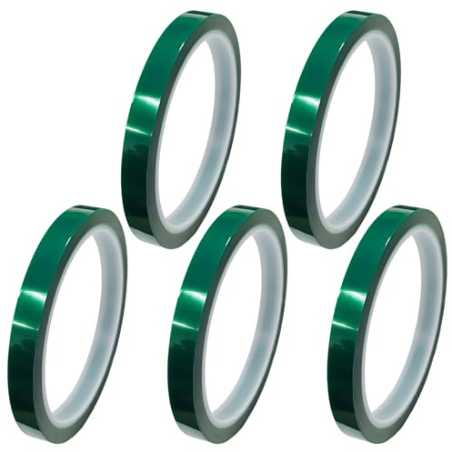 JDNFKG 5 Rotoli di Nastro Resistente alle Alte Temperature, 10Mm * 33 M Nastro A Trasferimento Termico, Trasferimento Termico Nastro Ad Alta Temperatura, Adatto per Stampanti, Trasformatori (Verde).