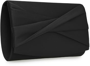 FLAIRFOLIO Satin Clutch Purses For Women Formal Clutch Purse Evening Bag Womens Clutch Purse For Wedding Bridal Prom Party (Black)