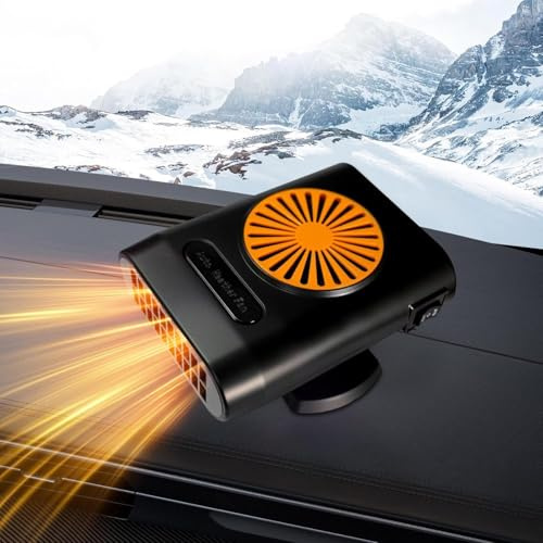 KQLHLHDYZ Riscaldatore per auto da 200 W, 12 V, portatile, con presa accendisigari, riscaldamento rapido 2 in 1, sbrinamento, sbrinamento, base girevole a 360°, sbrinatore per parabrezza dell'auto