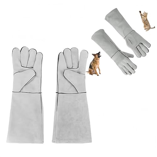 Ymswjgj Guantes de protección Guantes de jardinería largos Guantes transpirables Guantes resistentes a los cortes Guantes a prueba de mordeduras Guantes de piel de vacuno largos Guantes de trabajo