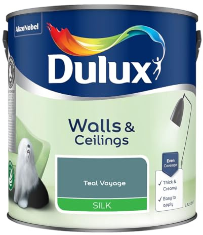 Teal Voyage Walls & Ceilings Silk Emulsion Paint 2.5 L – Smooth Washable Silk Finish, Quick Dry, Low-VOC, Easy Application for Interior Walls & Ceilings