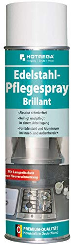 HOTREGA Edelstahl-Pflegespray Brillant 500ml | Schlierenfreie Reinigung & Pflege | Vermindert Fingerabdrücke | Für Küche, Haushalt & Geräte