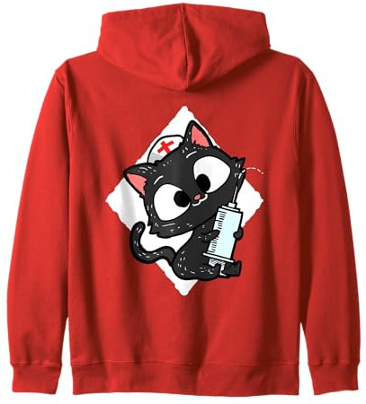 Divertente Allattamento Regalo Amante dei Gatti Infermiera Felpa con Cappuccio