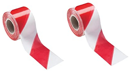 TLDSHOP® - Nastro Segnaletico PZ 2 da Recinsione in PVC, Bianco Rosso, Rotolo da 200 mt x 7 cm