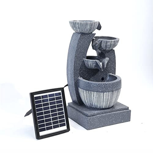 LQSSA Fontaine d'eau de Jardin extérieure Jardin extérieur Solaire 4 Niveaux Bols Fontaine d'eau lumière LED Statues en Cascade fontaines de Cascades sur Pied pour la Cour de la Maison Decoration
