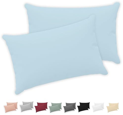 Twinzen® Kissenbezug 30x50 (2er-Set) - 100% Jersey Baumwolle 150 GSM Kissenbezüge - Blau - Für Kissenbezüge 30x50 cm - Kissenhülle - Kissenbezug mit Reißverschluss - Oeko-Tex Zertifiziert