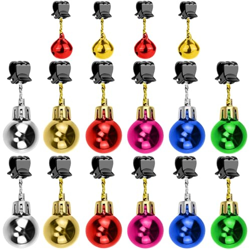 KLYNGTSK 16 Pz Set di Campane di Natale Decorazioni per Barba, Palline di Natale Barba, Divertente Addobbi Natalizi per Barba, Decorazione Natalizia per Animali Domestici Colorati, Palline di Natale
