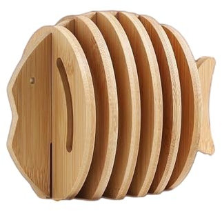 Bodhi2000 Posavasos de mesa para platos, almohadillas aislantes, juego de animales de madera, antideslizantes, antiquemaduras, salvamanteles, forma 3D, resistentes al calor, cazuelas de pescado