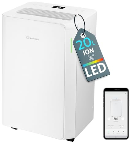 Turbionaire REVI 20 WIFI ION Deshumidificador 20L/Dia, Purificación por Ionización, Depósito 4.5L, Modo ropa, Silencioso, Temporizador, Modo Nocturno, Hasta 35 m², Antihumedad, Moho y Condensación