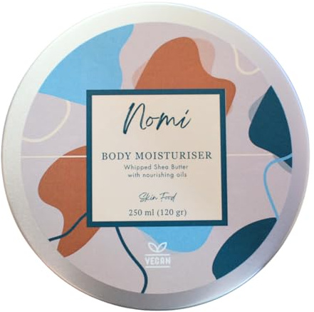 Nomi Body Moisturiser - Organic Whipped Shea Butter, Avocado & Almond Oil, Vitamin E - Vegan Whipped Body Butter (250 ml, Cocoa)
