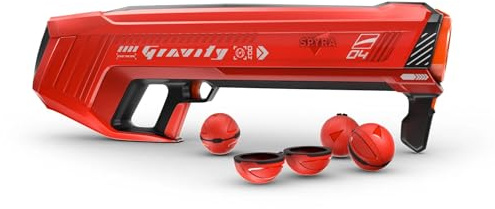 SPYRA Electric Water Bomb Launcher, Outdoor 4 Shot Ball Shooter, SpyraGravity™, Red - Water Blaster Guns for Beach, Backyard, Patio, and Garden