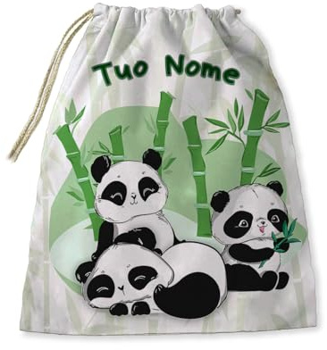My Cust Set Asilo bavaglino con elastico personalizzato con nome Panda bambù Spugna qualita'