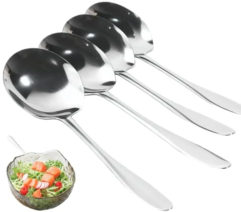 4 Stück Servierlöffel, Servierlöffel Edelstahl,Groß für Restaurants, Buffets, Familienfeiern und Partys, Dessertlöffel, Langlebig, Rostfrei und Einfach zu Reinigen, Glänzend