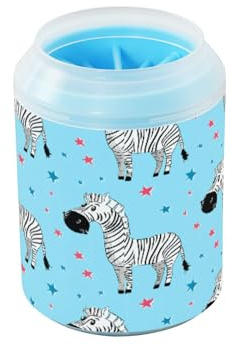 JiangGgen Dog Paw Cleaner Cup,Zebras Pet Foot Cleaner with Detachable Brush Paw Washer for Small Medium Large Dogs and Cats