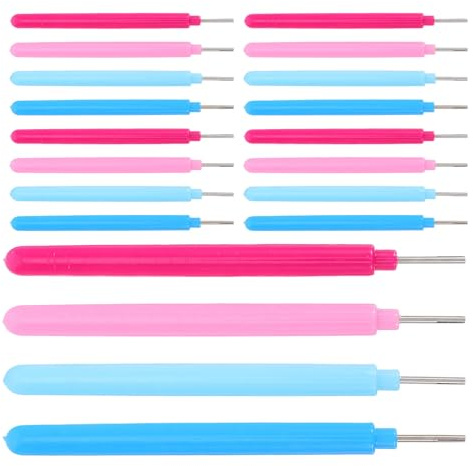 Sewroro 20 Herramientas para Quilling de Papel Bolígrafo Aguja Ranurada y Punta Dividida Colores Azul Azul Claro Rosa Fucsia y Rosa Claro Set de 20 Piezas para Manualidades Tarjetas