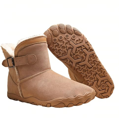 Mayamiyasa Scarponcini Barefoot Donna, Invernali Scarpe Calde Stivali da Neve, Stivaletti Donna Scarpe da Trekking, Antiscivolo Punta Ampia & Suola Drop Zero Gr.35