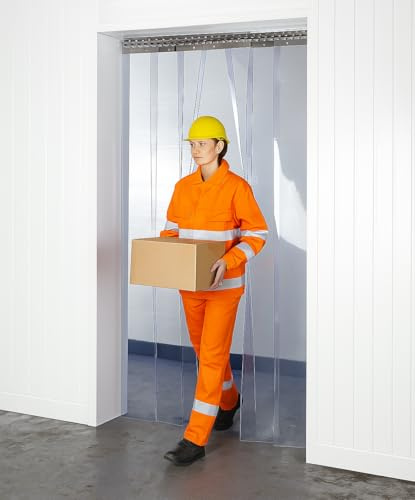 SCD PVC Lamellenvorhang Stall 1m x 2,5m PVC Streifenvorhang Komplettset - 200mm x 2mm Transparent Industrie Vorhang und Lamellenvorhang Pferdestall für Kühlraum Stall, Pferdestall und Lager