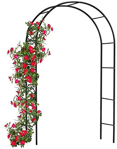 Denny International 2.4M Garden Arch Trellis Arched Metal Tubular Frame Climbing Plant Archway Arbour, Green