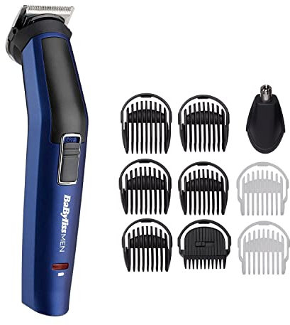 BaByliss Blue Edition 10-in-1 Multi-Grooming Kit, Multitrimmer für Gesicht und Körper, inkl. Präzisionstrimmer und Nasen- & Ohrenhaarschneider, 7255PE