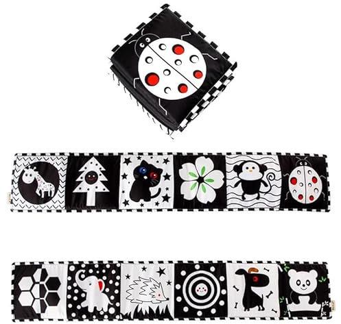 Livre en tissu noir et blanc , jouet éducatif perception , cadeaux pour bébés 0-6 mois , jouet d'images en tissu