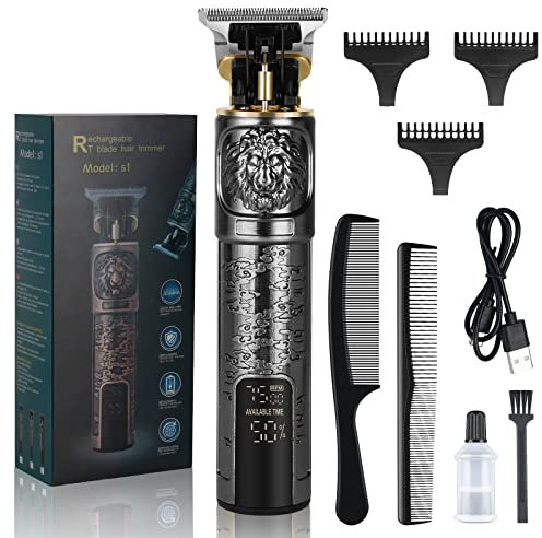 LOPHE Tagliacapelli Uomo Professionale, Cordless Hair Trimmer T-Blade Tagliacapelli Uomo Kit con 2 Pettini, Tagliacapelli da Uomo USB Ricaricabile Schermo LED per Uso Domestico, Barbiere(A)