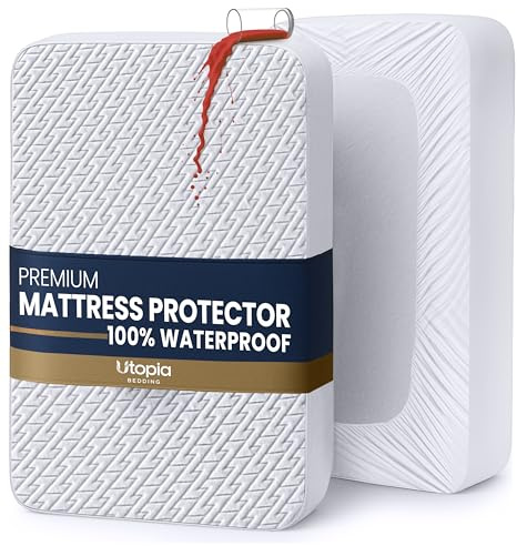 Utopia Bedding Waterproof Mattress Protector Full Size, Premium 3D Air Soft Fabric Mattress Cover, Fits 15 Inches Deep, Breathable, Fitted Style with Stretchable Pockets