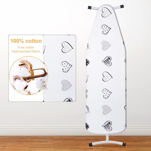 Lvjkes Copriasse da Stiro, Copriasse da Stiro Easy Fit, copriasse da Stiro Elasticizzato, Salva Lavatrice, copriasse da Stiro Extra Large con Top in Cotone 100%, Motivo a Cuore, 135 x 56 cm