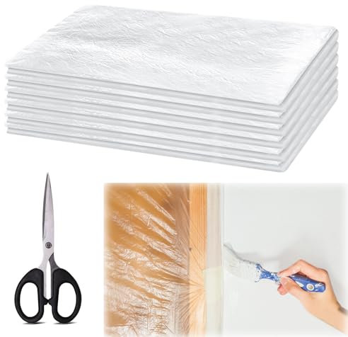 6 Stück Abdeckfolie Maler Starke Malerfolie 4×5m Malerplane Malerabdeckfolie Transparente Baufolie aus PE Abdeckfolie Möbel Extra Stark Abklebefolie für Malerarbeiten, Renovierung, Gartenmöbel