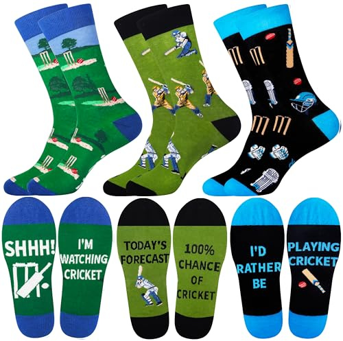 Belloxis Cricket Gifts for Men Cricket Socks for Boyss Birthday Gifts Men Socks 9-11