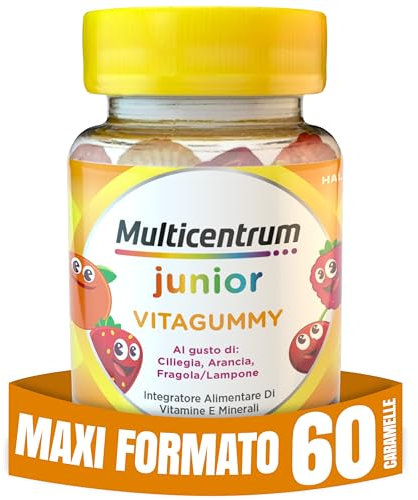 Multicentrum Vitagummy Integratore Alimentare di Vitamine e Minerali Formulato per Bambini 3+, con Vitamina D e Iodio, Gusto Frutta Mista, 60 Caramelle Gommose