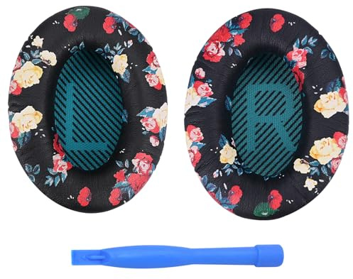 Ersatz Ohrpolster für Bose QuietComfort 35 (QC35) und Quiet Comfort 35 II (QC35 II) von MMOBIEL - Memory- Schaumstoff und Protein PU Kopfhörer Ohrpolster – Kopfhörer Ersatzpolster – Blumendruck