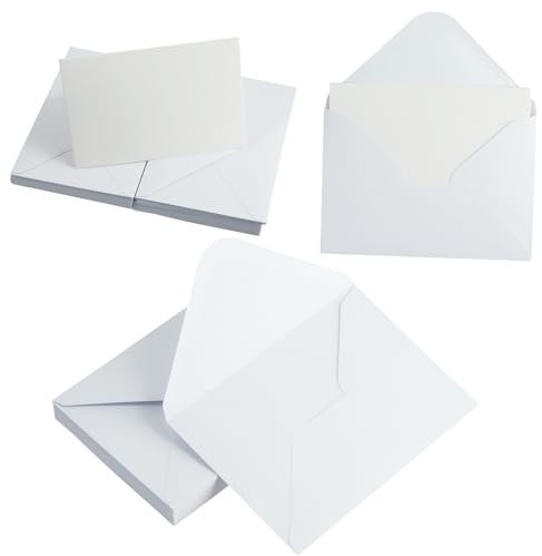 Blanko-Grußkarte mit Umschlag, weiße C6 Umschläge und Blanko Klappkarten Set zum Basteln, Weihnachten, Hochzeit, Geburtstag und Einladung