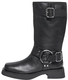 Only Onlbea Bottes de motard en cuir pour femme Noir Taille 39 EU, Noir, 39 EU