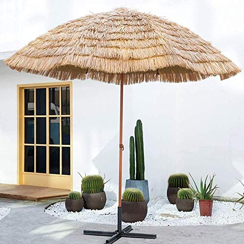 TXGJWRA Outdoor Garden Parasols Beach Straw Parasol Outdoor Waterproof Sun Shade for Garden Pool Patio Umbrellas Round with Tilt Function,