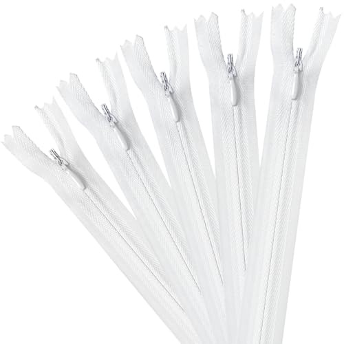 5 Stück unsichtbare Reißverschlüsse, 40 cm, Nylon-Reißverschlüsse zum Nähen, verdeckter Reißverschluss für Nähzubehör, Kissen, Röcke, Hosen, Kleidersäcke (Weiß)