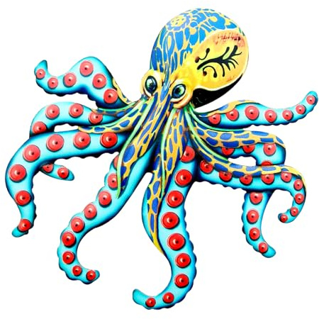 Pulpo de hierro Único Metal Decoración de Pared Escultura Colgante Adorno Estético Hogar Jardín Patio Decoración Artística Pulpo Escultura Inquietante Artesanía de Hierro Elegante