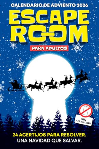 Calendario de Adviento Escape Room para Adultos: Libro navideño de acertijos con 24 desafíos que resuelves directamente en la página, sin apps