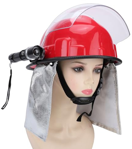 Luocute Casque de Sauvetage, Casque de sécurité de Pompier de Protection Super Résistant avec Phares et Boucle Réglable, pour la Lutte Contre Les Incendies, la Construction, Le