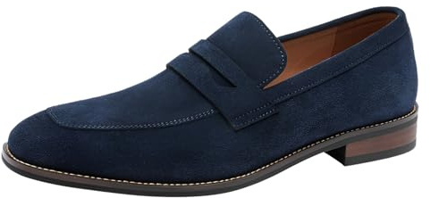 ANUFER Hombres Genuino Cuero de Ante Mocasines de Penny Guapo Slip-On Formal Zapatos de Vestir