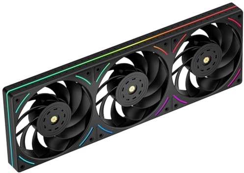 Thermalright TL-UB36R 120 mm chassifläkt 3-pack-PWM, tyst (≤27 dB(A), med omvänd skovel/5V ARGB-belysning, för CPU-vattenkylning och chassikylning - Svart