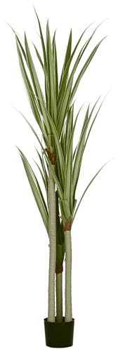 HOMCOM Pianta Artificiale di Yucca da 190 cm con 39 Foglie e Vaso Contenitore in PEVA e Cemento, Pianta Verde in PP e Bambù